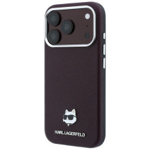 KARL LAGERFELD case for IPHONE 18 Pro / 17 Pro compatible with MagSafe (Grained Choupette Head Metal) burgundy KARL LAGERFELD case for IPHONE 18 Pro / 17 Pro compatible with MagSafe (Grained Choupette Head Metal) burgundy