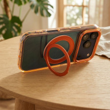 Case for iPhone 18 Pro / 17 Pro Frame Circle Stand compatible with MagSafe orange