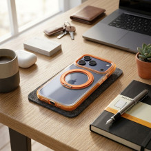 „iPhone 18 Pro / 17 Pro“ dėklas su apvaliu stovu, suderinamas su „MagSafe“, oranžinis „iPhone 18 Pro / 17 Pro“ dėklas su apvaliu stovu, suderinamas su „MagSafe“, oranžinis