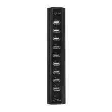 Logilink USB-HUB 10-portu ar barošanas bloku Black plastmasa
