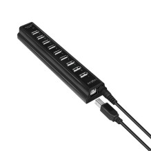Logilink USB-HUB 10-portu ar barošanas bloku Black plastmasa