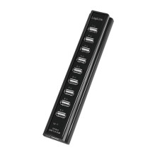 Logilink USB-HUB 10-portu su maitinimo bloku Juodas plastikas Logilink USB-HUB 10-portu su maitinimo bloku Juodas plastikas