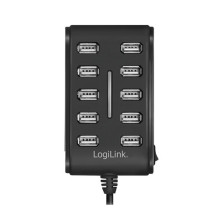 Logilink USB centrmezgls ar 10 portiem un barošanas bloku Black Logilink USB centrmezgls ar 10 portiem un barošanas bloku Black