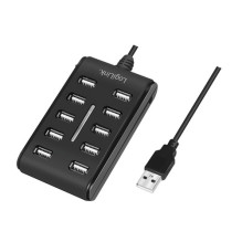 Logilink USB centrmezgls ar 10 portiem un barošanas bloku Black Logilink USB centrmezgls ar 10 portiem un barošanas bloku Black