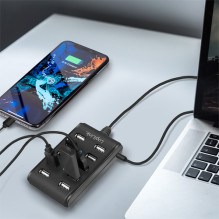 Logilink USB centrmezgls ar 10 portiem un barošanas bloku Black Logilink USB centrmezgls ar 10 portiem un barošanas bloku Black