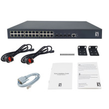 LevelOne GB / L3 Valdomas PoE+ jungiklis 28 prievadai 19 colių 440W 10Gbps