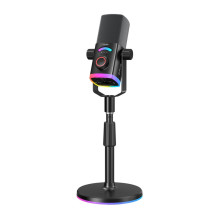 Mikrofonas - Fifine AM8 Pro S, dinaminis, USB / XLR, 50 Hz-16 kHz, 48 kHz / 24 bitų, RGB juodas