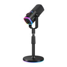 Mikrofonas - Fifine AM8 Pro S, dinaminis, USB / XLR, 50 Hz-16 kHz, 48 kHz / 24 bitų, RGB juodas