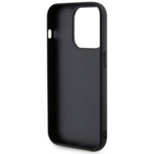 „Guess“ dygsniuotas metalinis iPhone 15 Pro Max dėklas, juodas