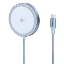 Ugreen UGREEN W753 MagFlow Magnetic Wireless Charging Pad 25W Qi2 zertifiziert silber Blue Ugreen UGREEN W753 MagFlow Magnetic Wireless Charging Pad 25W Qi2 zertifiziert silber Blue