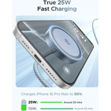 Ugreen UGREEN W753 MagFlow Magnetic Wireless Charging Pad 25W Qi2 zertifiziert silber Blue Ugreen UGREEN W753 MagFlow Magnetic Wireless Charging Pad 25W Qi2 zertifiziert silber Blue
