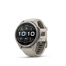 Garmin Fenix 9 Pro - 43mm Titanium with Fog Grey / Dark Sandstone Silicone Band