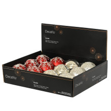 Christmas Tree toy Decoris Flakes, white / red, glass Christmas Tree toy Decoris Flakes, white / red, glass
