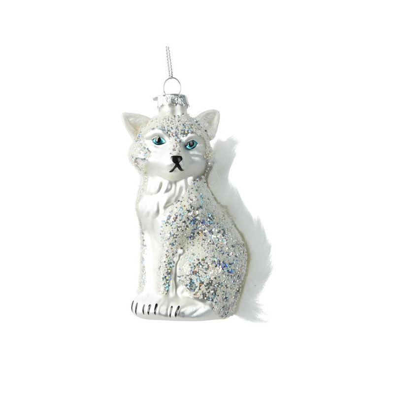 Eglutės žaisliukas Decoris Fox, baltas, stiklas