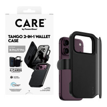 CARE™ by PanzerGlass ® Tango 2-in-1 piniginės dėklas, juodas, su „MagSafe“ apsauga, skirtas „iPhone 18 Pro“, „17 Pro“