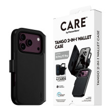CARE™ by PanzerGlass ® Tango 2-in-1 piniginės dėklas, juodas, su „MagSafe“ apsauga, skirtas „iPhone 18 Pro“, „17 Pro“