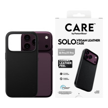 „CARE by PanzerGlass Solo“ veganiškas odinis dėklas, juodas, „MagSafe iPhone 17 Pro“ dėklas „CARE by PanzerGlass Solo“ veganiškas odinis dėklas, juodas, „MagSafe iPhone 17 Pro“ dėklas