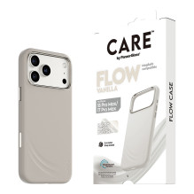 CARE by PanzerGlass Flow dėklas, vanilės spalvos, skirtas „MagSafe iPhone 17 Pro Max“ telefonui.