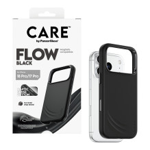 CARE by PanzerGlass Flow dėklas, juodas, skirtas „MagSafe iPhone 17 Pro“ telefonui