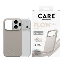 CARE by PanzerGlass Flow dėklas „Vanilla“ spalvos, skirtas „MagSafe iPhone 17 Pro“ telefonui.
