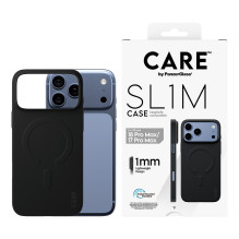 „CARE by PanzerGlass SL1M dėklas, juodas, skirtas „MagSafe iPhone 17 Pro Max“ telefonui. „CARE by PanzerGlass SL1M dėklas, juodas, skirtas „MagSafe iPhone 17 Pro Max“ telefonui.