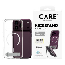 CARE by PanzerGlass skaidrus „m. Weiss MagSafe iPhone 17 Pro“ dėklas su atramėle CARE by PanzerGlass skaidrus „m. Weiss MagSafe iPhone 17 Pro“ dėklas su atramėle
