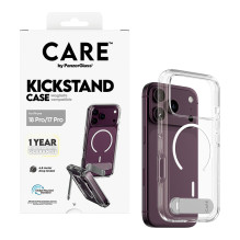 CARE by PanzerGlass skaidrus „m. Weiss MagSafe iPhone 17 Pro“ dėklas su atramėle CARE by PanzerGlass skaidrus „m. Weiss MagSafe iPhone 17 Pro“ dėklas su atramėle