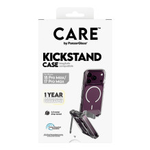 CARE by PanzerGlass skaidrus „Weiss MagSafe iPhone 17 Pro Max“ dėklas su atramėle ir stovu. CARE by PanzerGlass skaidrus „Weiss MagSafe iPhone 17 Pro Max“ dėklas su atramėle ir stovu.