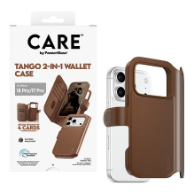 CARE by PanzerGlass Tango 2-in-1 Wallet Case Braun m. „MagSafe iPhone 17 Pro“.