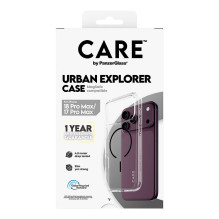 CARE by PanzerGlass Urban Explorer dėklas, permatomas, juodos spalvos, MagSafe iPhone 17 Pro Max dėklas CARE by PanzerGlass Urban Explorer dėklas, permatomas, juodos spalvos, MagSafe iPhone 17 Pro Max dėklas