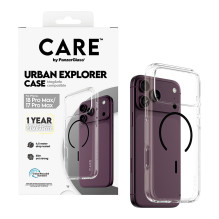 CARE by PanzerGlass Urban Explorer dėklas, permatomas, juodos spalvos, MagSafe iPhone 17 Pro Max dėklas CARE by PanzerGlass Urban Explorer dėklas, permatomas, juodos spalvos, MagSafe iPhone 17 Pro Max dėklas