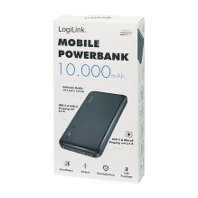 Logilink Mobile Power Bank, LiPo, 10.000 mAh, USB-C in / out, black Logilink Mobile Power Bank, LiPo, 10.000 mAh, USB-C in / out, black