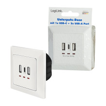 Unterputz-Steckdose, 2x USB-A, 1x USB-C Unterputz-Steckdose, 2x USB-A, 1x USB-C
