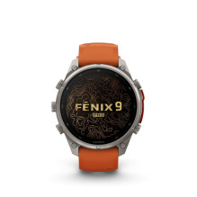 Garmin Fenix 9 Pro - inReach, 47mm Titanium with Autumn Orange / Spark Orange Silicone Ban