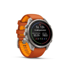 Garmin Fenix 9 Pro - inReach, 47mm Titanium with Autumn Orange / Spark Orange Silicone Ban