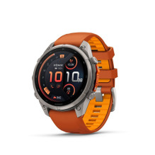 Garmin Fenix 9 Pro - inReach, 47mm Titanium with Autumn Orange / Spark Orange Silicone Ban