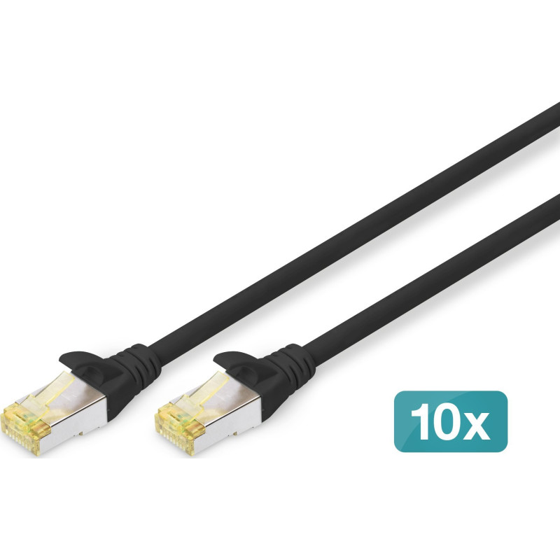 DIGITUS CAT 6A S / FTP connection cable, 10 pcs., 3m, Black