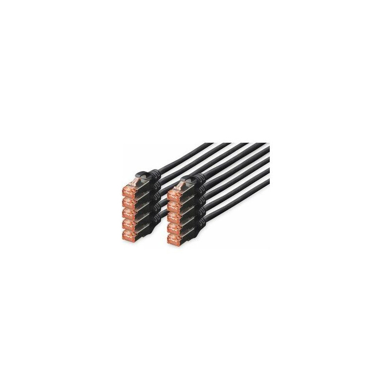 DIGITUS CAT 6 S / FTP connection cable, 10 pcs., 5m, Black