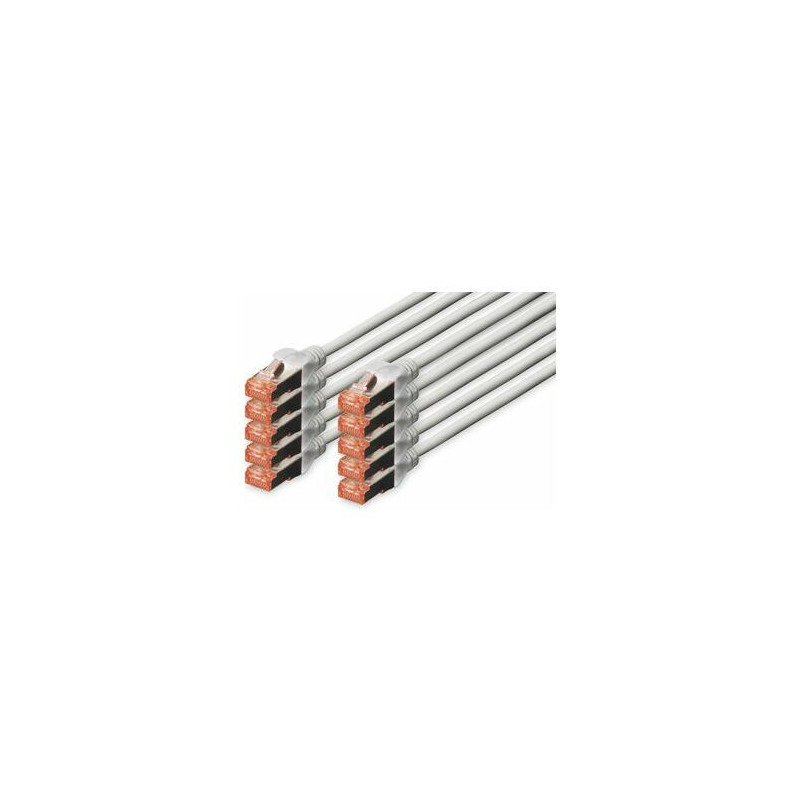 DIGITUS CAT 6 S / FTP connection cable, 10 pcs., 3m, grey