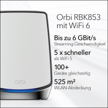 NETGEAR WL-Router ORBI RBK853-100EUS (Router / 2 Extender)