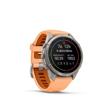 Garmin Fenix 9 Pro - inReach, 43mm, Titanium with Shell Pink / Autumn Orange Silicone Band