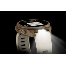 Garmin Fenix 9 Pro - inReach, 43mm Autumn Gold Titanium with Cream / French Grey Silicone Band