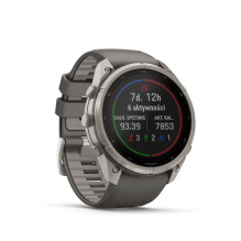 Garmin Fenix 9 Pro - inReach, Solar, 51mm Titanium with Pebble Grey Silicone Band