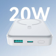 Joyroom Joyroom JR-W020 Powerbank 20W 10000mAh MagSafe + USB-C - USB-C cable 0.25m - white Joyroom Joyroom JR-W020 Powerbank 20W 10000mAh MagSafe + USB-C - USB-C cable 0.25m - white