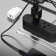 Dudao Dudao A27TCEU PD 30W GaN USB-A USB-C Wall Charger with USB-C Cable - White