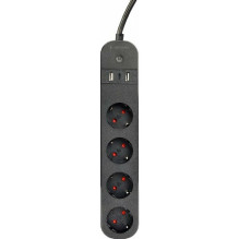 gembird smart home power strip with 4 sockets and USB charging Black