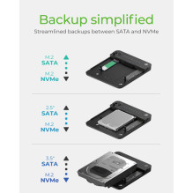 Prijungimo ir klonavimo stotis IcyBox 2,5" ir 3,5"M.2 SATA NVMe USB3.2 mažmeninė prekyba