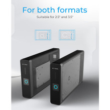 IB-382H-C31 2,5 / 3,5 HDD korpusas su įmontuotu HUB 1xUSB-C, 2xUSB -A, 12V2A