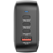 Verbatim Mini-GaN-Ladegerät 100W 4-Port, 1x USB-A, 3x USB-C (Black, PD 3.0, QC 3.0) Verbatim Mini-GaN-Ladegerät 100W 4-Port, 1x USB-A, 3x USB-C (Black, PD 3.0, QC 3.0)