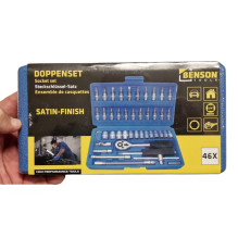 Benson Tools 46-Piece 1 / 4" Drive Socket and Bit Set with Satin Finish Cr-V